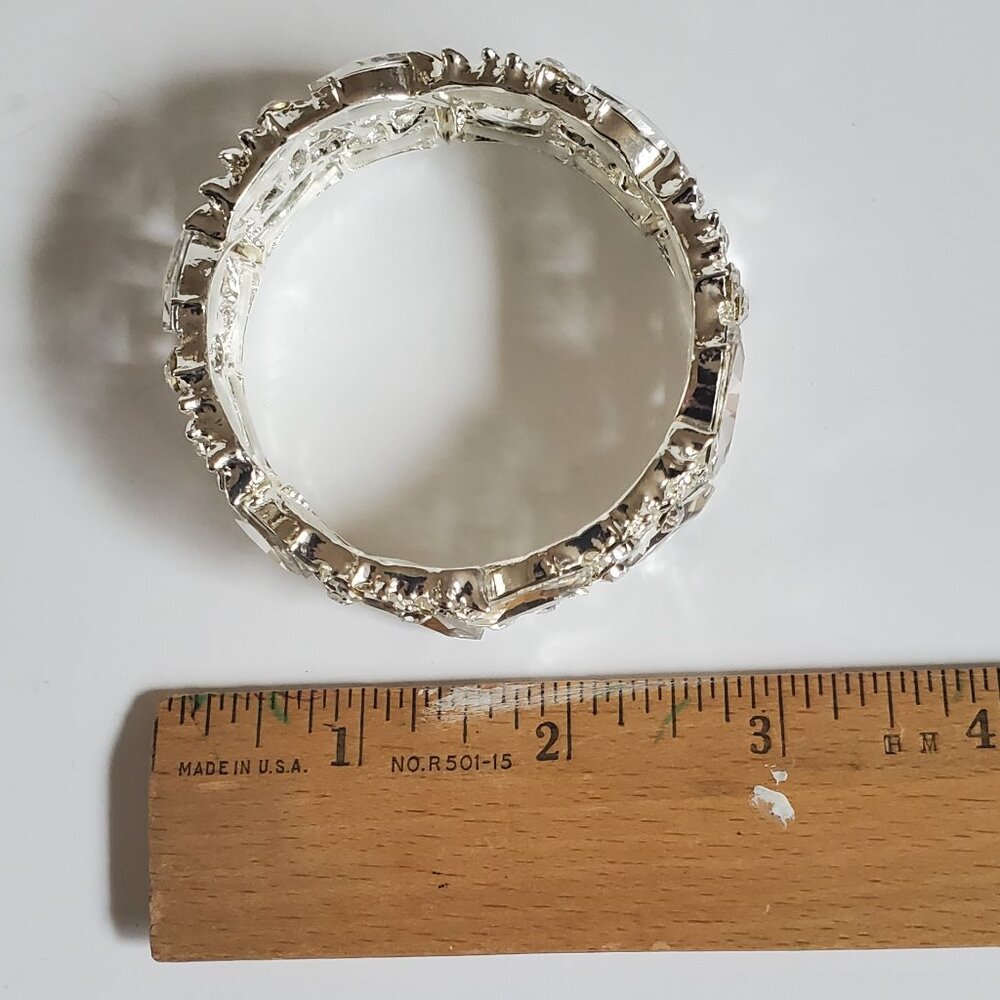 Crystal Rhinestone Stretchy Cuff Bracelet - Bridal/Prom/Any Occasion - Picture 6 of 11
